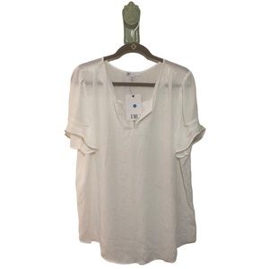 Nordstrom DR2 Flowy Blouse Top Ruffle Layer Sheer Light Feminine Classic Ivory